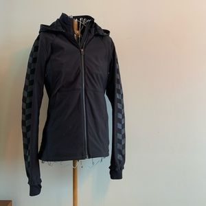 Lulu Lemon light jacket. Black. Size 4. Measurements in photos